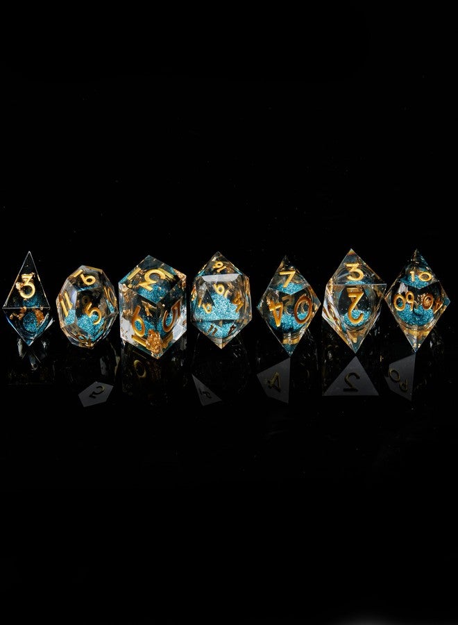 FugaCity DND Dice Set,Liquid Core Handmade Sharp Edge 7 Piece Resin Dice-Dungeons and Dragons Polyhedral Dice Set, D&D Dice Set with Gift Dice Case for RPG MTG Table Games （ - Image 5